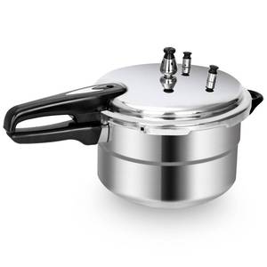 lot 6011 image: BreeRainz 5.3 Quart Pressure Cooker, 10 PSI Induction Compatible Pressure Canner wHoneycomb Stainless Steel Clad Base for Fast & Even Heating, Canning Rack Included