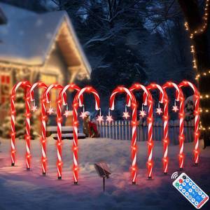 lot 6012 image: PINPON Solar Candy Cane Lights 22 10 Pack Christmas Candy Cane Pathway Lights with Star Candy Cane Driveway Markers with 8 Modes for Christmas Decoration, for Yard Garden Walkway Sidewalks Landscape&nbsp