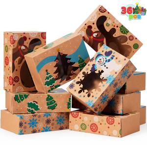 lot 6014 image: JOYIN 24 PCS Christmas Bakery Treat Cookie Boxes for Doughnut, Brown Kraft Cookie Boxes for Holiday Pastries, Cupcakes, Brownies, Gift Giving Visit the Store