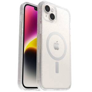 lot 6032 image: OtterBox iPhone 14 Plus Symmetry Series Case - STARDUST (ClearGlitter), ultra-sleek, snaps to MagSafe, raised edges protect camera & screen