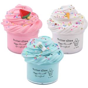 lot 6044 image: WUHUANIU Scented Slime Kit with 3 Pack Butter Slime,Pink Watermelon,White Ice Cream and Ocean Coffee for Girls and Boys,Super Soft and Non Sticky DIY Surprise Slime(3x100ml)