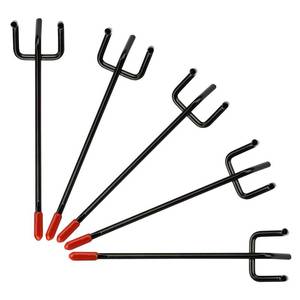 lot 6419 image: ONLTCO Black E-Coat Steel 4-Inch Pegboard Hooks Hanger Organizer Assortment with Red Cap, 50-Piece