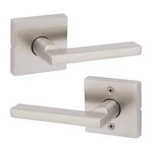lot 6438 image: Kwikset Halifax Satin Nickel Steel Passage Lever 720HFL SQT 15 CP 4 Pack