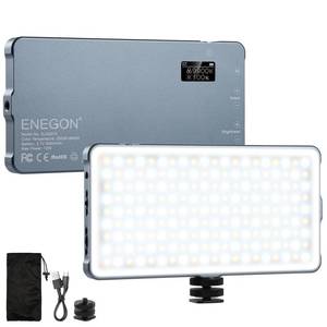 lot 6439 image: ENEGON 4000mAh Rechargeable Mountable Bicolor LED Video Light with Mini Panel for Professional DSLR Cameras  Photo Video Lighting Long Battery Life  Fits for iPhone Sony Canon Nikon Fuji Panasonic