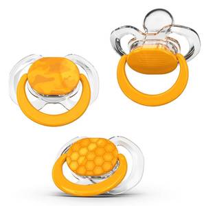 lot 6448 image: Smilo Baby Pacifier with Orthodontic Design for Healthy Dental Development - Stage 2 for Babies 3-9 Months - Pack of 3X 100% Silicone Pacifiers BPA Free - Orange