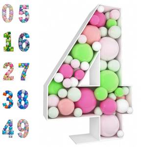 lot 6453 image: 3FT Mosaic Balloon Frame Number 4 Light Up Numbers Pre-Cut Kit Thick Foam Board for Birthday Decoration