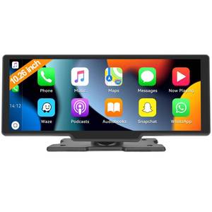 lot 6459 image: 2024 Newest Wireless Apple Carplay & Android Auto 10.26 Inch IPS Touch Screen Portable Car Stereo with Bluetooth Car Radio Receiver Support SiriGoogle Assistant FM Transmitter AUX Cable Dash Mount - Retail $77.99