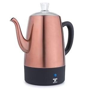 lot 6461 image: Moss & Stone Electric Coffee Percolator Copper Body with Stainless Steel Lids Coffee Maker  Percolator Electric Pot - 10 Cups, Copper Camping Coffee Pot (B07WSWHXP2)