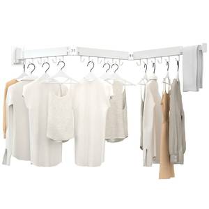 lot 6470 image: Kelisiting Clothes Drying Rack, Laundry Drying Rack Wall Mounted, No-Drill & Drilling to Choose 3-Fold Laundry Drying Racks for Hanging Clothes, Foldable & Sturdy Space Saver for Laundry Room -White