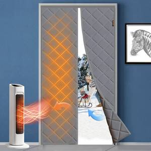 lot 6475 image: MAGZO Magnetic Thermal Insulated Door Curtain, Fits Door Size 38 x 82, Upgraded Oxford Cloth Filled with Thicken Cotton, Insulation Cover Blanket for WinterFrenchPatioSliding Glass Doors, Grey