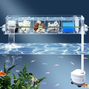 lot 6478 image: Bluecoco Premium Multi-Layer Aquarium Filter for 5 to 30 Gallon Fish Tanks Oxygenating Water Wheel, Low-Noise Operation, Dual-Sided Suspension, Transparent (X-Large (30-50 Gallon))