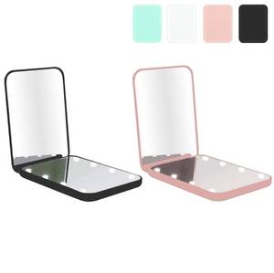 lot 6489 image: Milishow Compact Mirror, 1x3x Magnifying LED Pocket Mirror, Small Lighted Travel Makeup Mirror for Purse, Handbag, Folding, Handheld, 2-Sided Mini Mirror with Lights for Women (BlackPink 2 Pack)