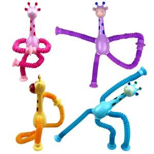 lot 6493 image: Anditoy 4 Pack Giraffe Suction Cup Pop Tubes Toys Sensory Toys for Kids Boys Girls Toddlers Christmas Stocking Stuffers Gifts
