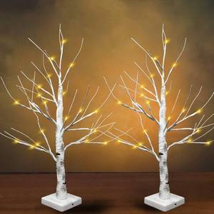 lot 7631 image: Joiedomi 2 Pack 24 LED Birch Tree, Battery Operated Warm White Tabletop Tree with Timer Light Jewelry Holder Decor for Christmas Thanksgiving Home Party Wedding