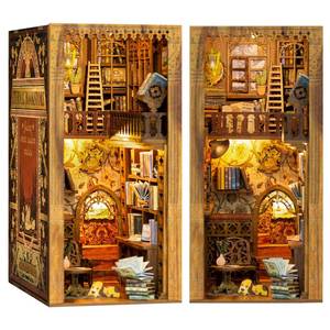 lot 7643 image: CUTEBEE Book Nook Kit - DIY Miniature House Dollhouse Kit for Adult and Teens, Booknook Bookshelf Decor Alley Model Build with LED Light, Gifts for Family and Friends (Eternal Bookstore)