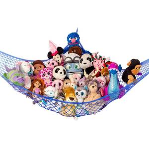 lot 7652 image: Lillys Love Stuffed Animal Hammock  Corner Hanging Organizer, Stuffed Animal Storage  Easy to Hang Plushie Net wIncluded Anchors & Hooks  Room & Bedroom Decor (Blue)