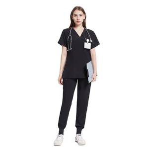lot 7658 image: Uniforms World Scrubs for Women Set - Stretch Scrub Top & Pants with 8 Pockets, Yoga Waistband, Anti Wrinkle, Slim Fit