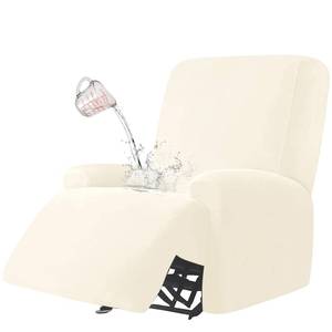 lot 7662 image: ALIECOM 100% Waterproof 4 Piece Recliner Covers for Large Recliner Oversized Stretch Recliner Chair Covers for Reclining Chair with Arms Recliner Slipcovers Furniture Protector (Cream White, 1 Seat)