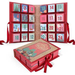 lot 7667 image: LEMESO Book Advent Calendar Christmas Advent Calendar Gift Box with 24 Small Boxes Book Shape Countdown Calendar