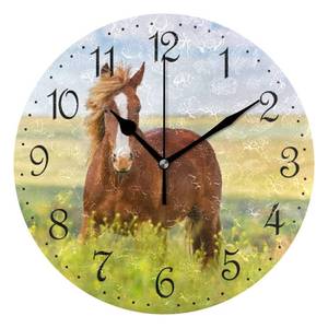 lot 8402 image: ALAZA Wall Clock Horse and Flower Field Silent Non-Ticking Decorative Wall Clocks Battery Operated 10 Inch for Home Living Room Kitchen Bathroom Bedroom