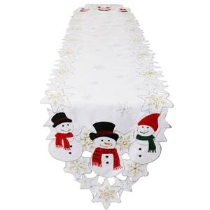 lot 8432 image: OWENIE Christmas Table Runner 70 Inches Long, White Table Runner with Embroidered Snowman Snowflakes, Winter Holiday Table Centerpiece for Home Decorations, White Dresser Scarf for Kids