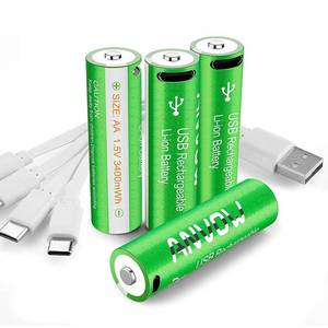 lot 8434 image: ANVOW USB-C Rechargeable AA Lithium Batteries, 1.5V 3400mWh, Recharge up to 1000x Times, 4-Pack Double A Battery with 4-in-1 Charging Cable