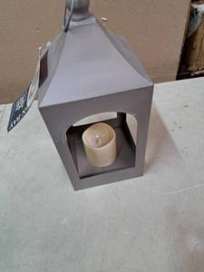 lot 9408 image: Hampton Bay 14in Metal Lantern With LED Candle