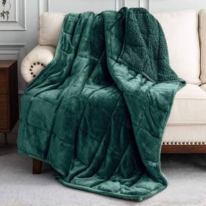 lot 9429 image: Uttermara Weighted Blanket for Adults, Queen Size Heavy Blanket with Reversible Soft Shiny Velour Fleece and Cozy Warm Sherpa for Couch Bed, Calming and Relaxing, 60 x 80 inches 15 lbs in Green - Retail $80.29