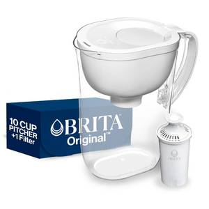 lot 9450 image: Brita Everyday Standard Water Filter Pitcher with SmartLight Filter Change Indicator, Reduces Copper, Cadmium and Mercury Impurities, Includes 1 Filter, BPA-Free, Lasts 2 Months, 10-Cup, Bright White