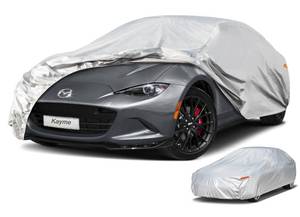 lot 9455 image: Kayme 6 Layers Car Cover Waterproof All Weather for Automobiles, Universal Fit for Sedan Coupe Sports Car (up to 165 inch), Such as Mazda Miata Mx-5, Honda S2000,Toyota mr2 Spyder etc.