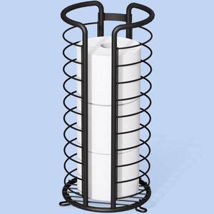 lot 9460 image: Kitsure Toilet Paper Holder Free Standing, Toilet Paper Storage for 3 Mega Rolls, Freestanding Toilet Paper Holder for Bathroom, Black