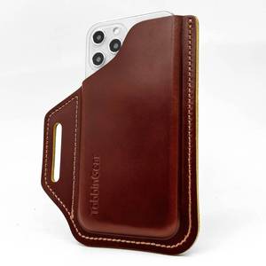 lot 10134 image: TobbinGear Leather Belt Phone Pouch, Leather Cell Phone Holster, Universal Leather Phone Case with Belt Loops, for Men and Women Large Coffee