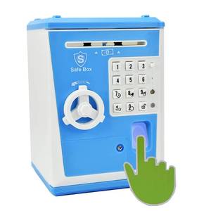 lot 10146 image: Lyght Mini ATM Savings Bank for Real Money, Voice Piggy Banks, Fingerprint Password, Kids Safe Coin Money Box, Blue