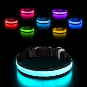 lot 10161 image: PcEoTllar Light Up Dog Collars, Rechargeable Led Dog Collar with Automatic 7-Color Changes, Water Resistant Lighted Dog Collar for Night Walking with High Visibility, Bright Glow Dog Collar(Black, S)