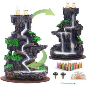 lot 10173 image: SOYO Backflow Incense Holder, Double-Sided Incense Waterfall Burner Mountain Fountain, with 120 Upgraded Incense Cones30 Incense Sticks1 Tweezer1 Mat, Meditation Yoga Home Decor, New Version
