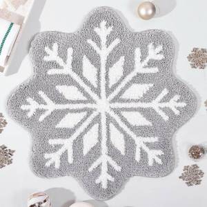 lot 10175 image: TRUEDAYS Gray Christmas Decor Snowflake Bathroom Rug, Grey Snowflake Welcome Mat Non Slip Round Shaped Washable Bathtub Rug Bathroom Tub Kitchen Rug Decoration