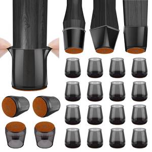 lot 10176 image: BALEINE 16 Pack Silicone Chair Leg Floor Protectors, Stool Leg Protectors Cap, Non-Slip Chair Leg Caps for Hardwood Floors (Black & Small, 16 Pack)