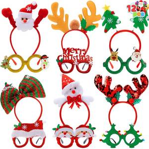 lot 10181 image: JOYIN 12 Packs Christmas Headbands and Glasses Frames Bundle Set, Assorted Christmas Glasses and Headbands Christmas Party Favors for Kids Women Men Christmas Party Supplies (One Size Fits All)