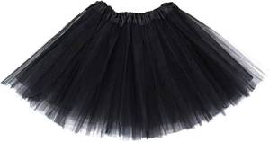 lot 10188 image: Womens Teen Adult Tutu Skirt Elastic Tulle Tutu Skirt Women Short Dance Ballet Tutu Halloween Christmas Dress Costume (A-Black)
