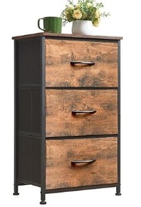 lot 1944 image: Three Drawer Soft Drawer Dresser In Black And Dark Brown