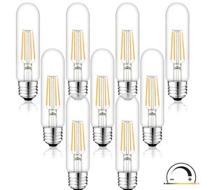 lot 6020 image: NOVELUX 5 Inch 2200K Edison Bulbs Amber Dimmable,Vintage Style Decorative Antique Light Bulb,T10 Long Tubular LED Light Bulbs,6W E26 LED Bulb 60 Watt,UL Listed(9 Pack)