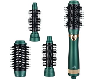 lot 6462 image: Sinperne Hair Dryer Brush, 3 in 1 Interchangerable Hair Dryer & Volumizer, Ceramic Negative Ion Curling Dryer Styler Brush with 3 Brush Heads (Green)