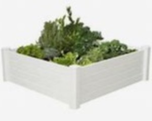 lot 7616 image: Vigoro 4 ft. x 4 ft. x 15 in. White Vinyl Raised Garden Bed
