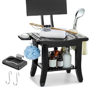 lot 7634 image: Etech Mart 100% Natural Bamboo Shower Chair