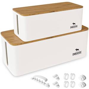 lot 8003 image: DMoose Cable Management Box - 2 Pack Medium & Large Cord Organizer