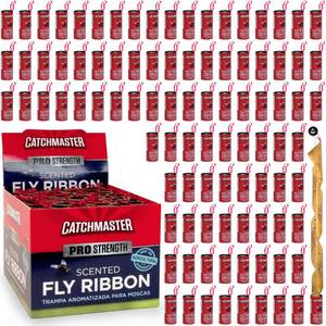 lot 8036 image: Catchmaster Fly Ribbon 96-Pack, Bug & Fruit Fly Traps Outdoor and Indoor, Premium Adhesive Sticky Fly Strips & Gnat Hanging Strips, Bulk Scented Flying Insect Paper Rolls, Non-Toxic Home Pest Control