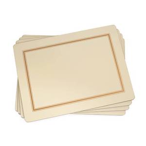 lot 8081 image: Pimpernel Classic Cream Collection Placemats  Set of 4  Heat Resistant Mats  Cork-Backed Board  Hard Placemat Set for Dining Table  Measures 15.7�� x 11.7��