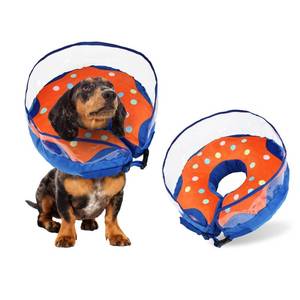 lot 8092 image: Crazy Felix Inflatable Dog Cone for Medium, Large, Small Dogs, Donut Cones for Dogs to Stop Licking and Scratching, Soft Dog Recovery Cone Collar After Surgery with Anti Licking Baffle(Blue, M)