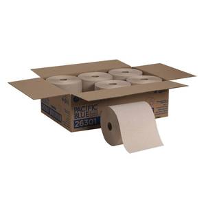 lot 8099 image: Georgia-Pacific Pacific Blue Basic Recycled Hardwound Paper Towel Rolls by GP PRO (Georgia-Pacific),Brown,26301,800 Feet Per Roll,6 Rolls Per Case