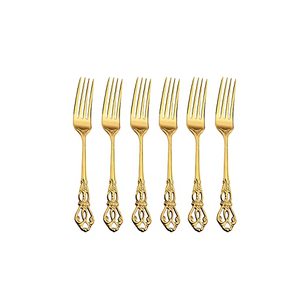 lot 8112 image: Cutlery Set Stainless Steel Dinnerware Tea Spoon Forks Knives Dinner Silverware Tableware Gift 6Pcs G Dinner Fork
